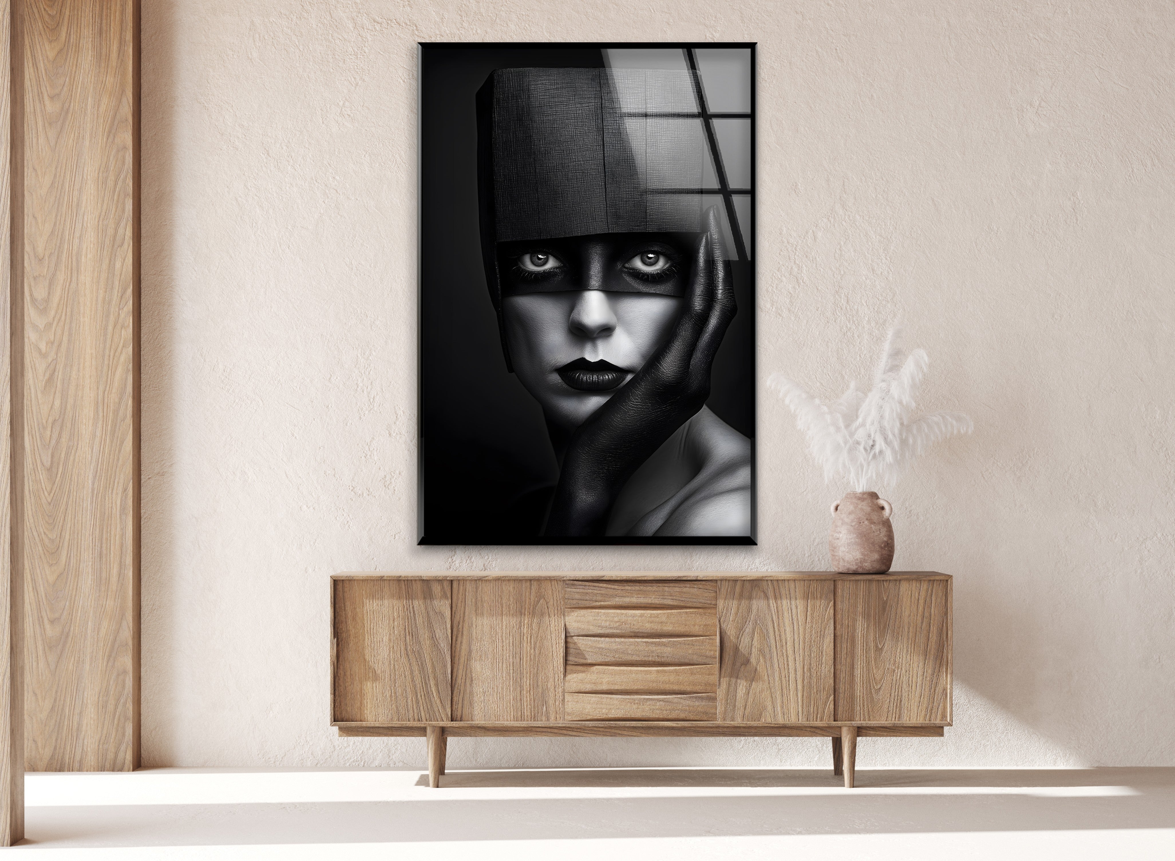 Abstract Portrait Wall Art - Modern Black & White Glass Painting for Living Room, Bedroom & Office Decor | Unique Home & Gift Idea