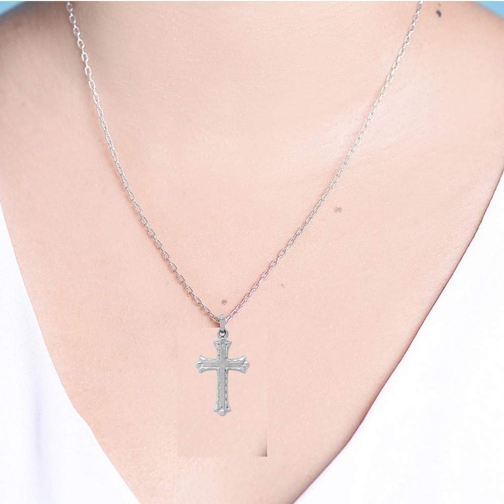 14K Yellow Gold, White Gold & Rose Gold Florentine Cross Pendant Necklace - Polished Religious Jewelry for Women & Men - Perfect for Baptism, Confirmation & Everyday Faith Wear