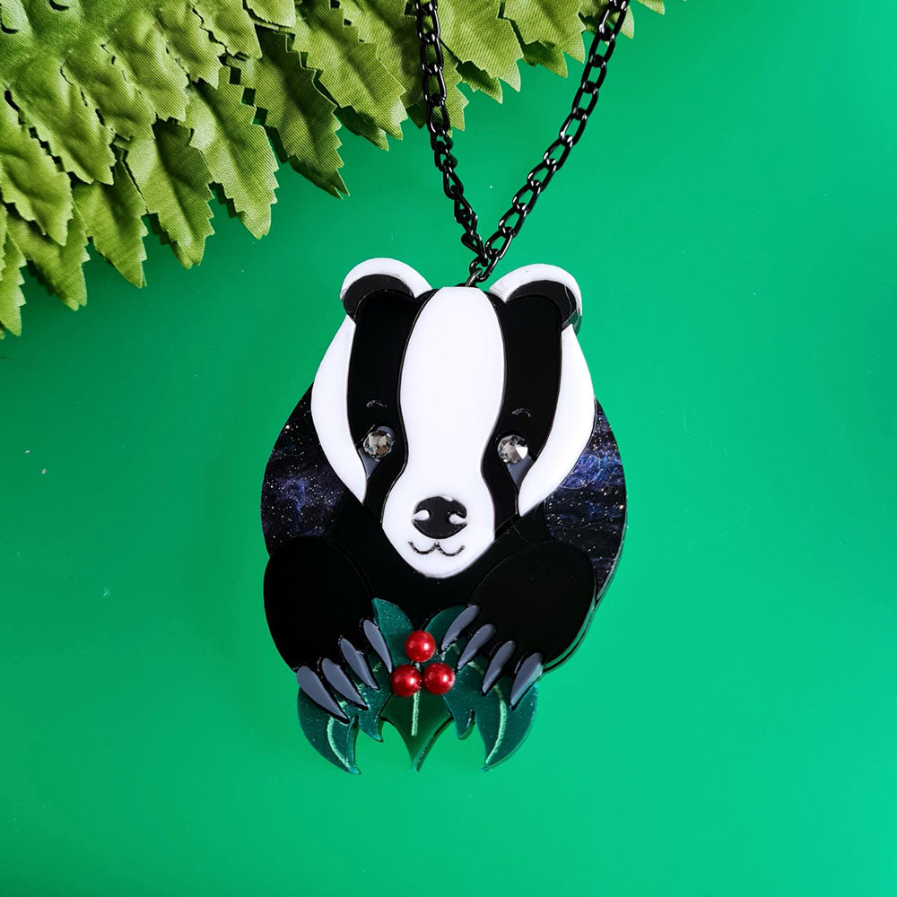 Brian The Badger Sterling Silver Necklace - Handmade Animal Jewelry by Cherryloco | Perfect Gift for Nature Lovers & Wildlife Enthusiasts