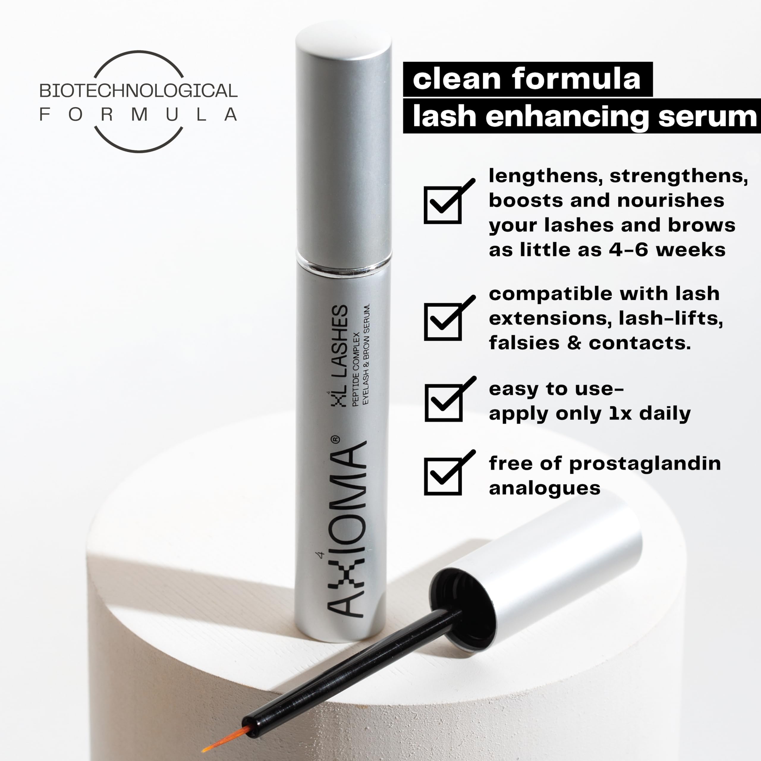 XL Lashes Eyelash & Eyebrow Growth Serum - 3ml Natural Lash Enhancer for Longer, Thicker Lashes & Brows - Perfect for Daily Use & Nighttime Care