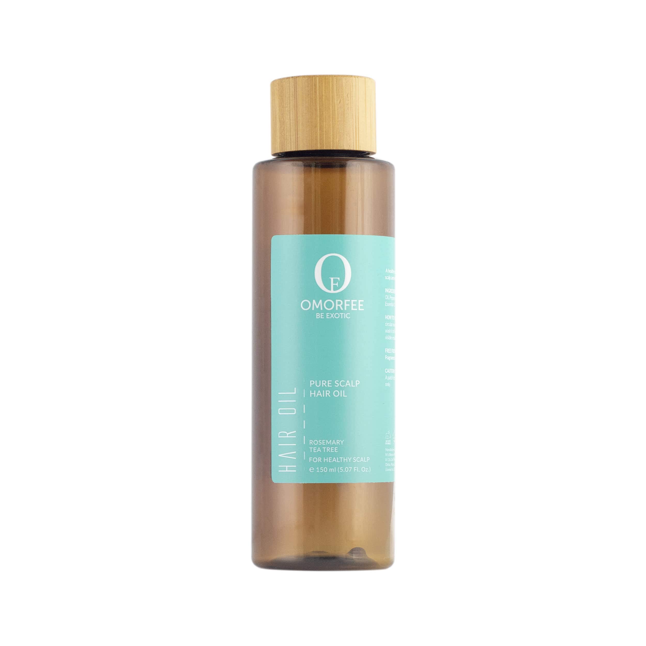 Omorfee 100% Organic Hair Growth Oil with Basil & Tea Tree Oil - Pure Scalp Treatment for Dandruff Control, Frizz-Free Hair & Nourishment - Suitable for All Hair Types Including Oily Scalp - Perfect for Daily Hair Care & Scalp Massage