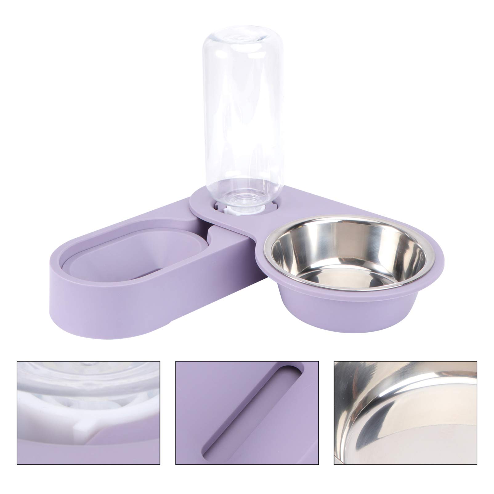 Automatic Pet Food and Water Dispenser Bowl Set - Rotating Corner Folding Design for Dogs, Cats, Puppies & Small Pets (Purple) - Perfect for Home, Travel, and Outdoor Use - Rabbit Food Bowl Included