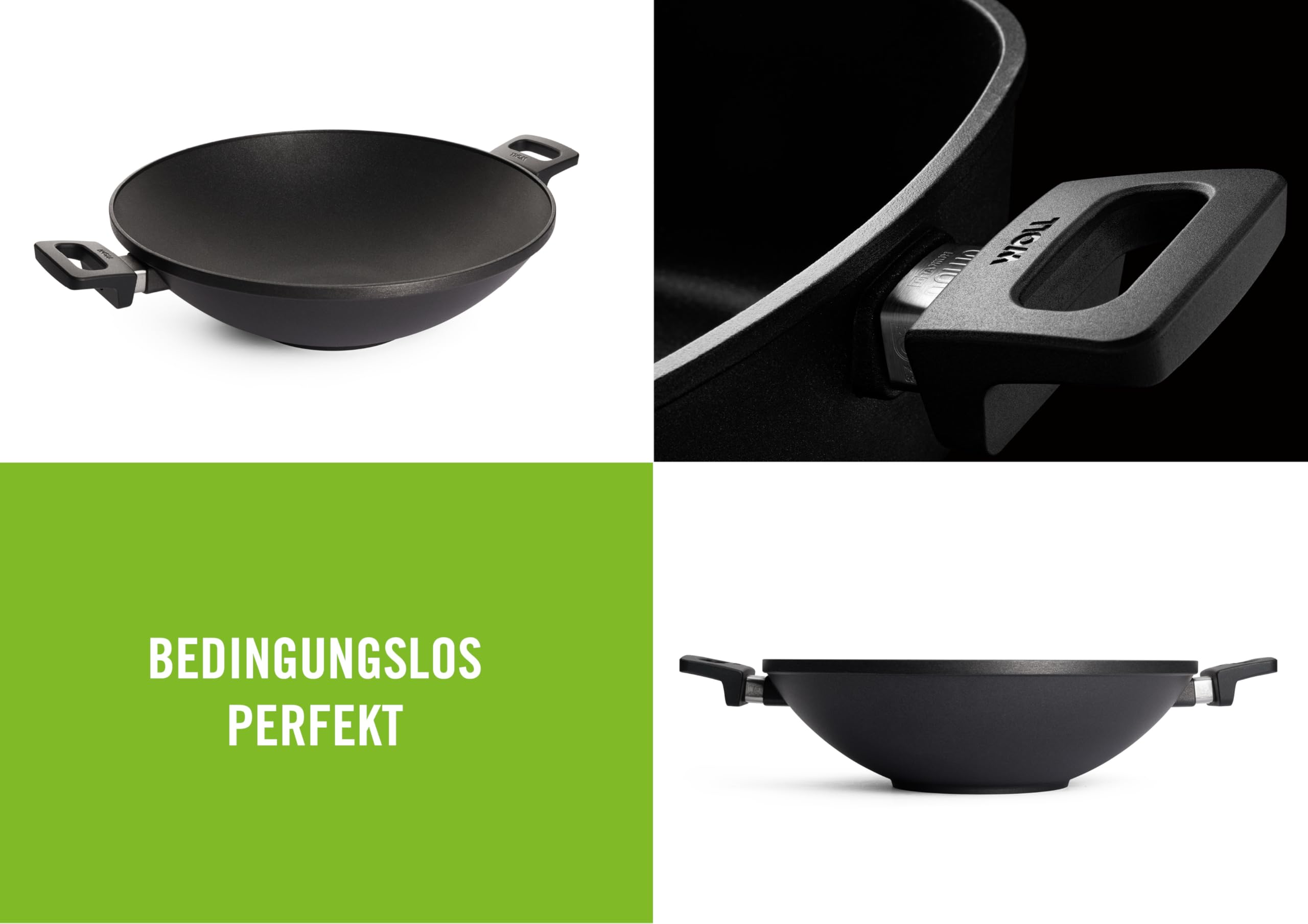 Woll Cast Aluminum Wok Set - 3-Piece Non-Stick Stir Fry Pan for High Heat Cooking | Perfect for Asian Cuisine, Stir-Frying & Deep Frying