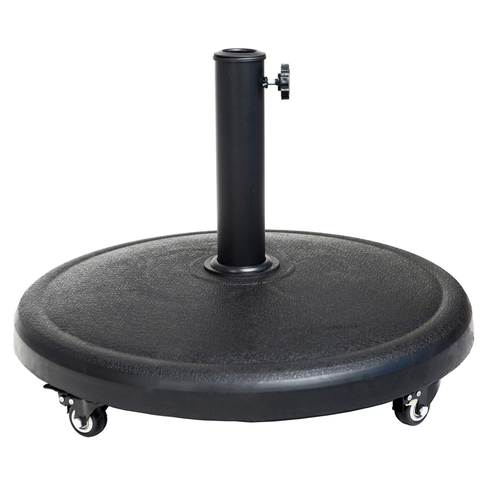 Heavy Duty 44 lb Round Base Stand with Rolling Wheels for Outdoor Patio Umbrella - Black | Perfect for Market, Garden, and Poolside Use