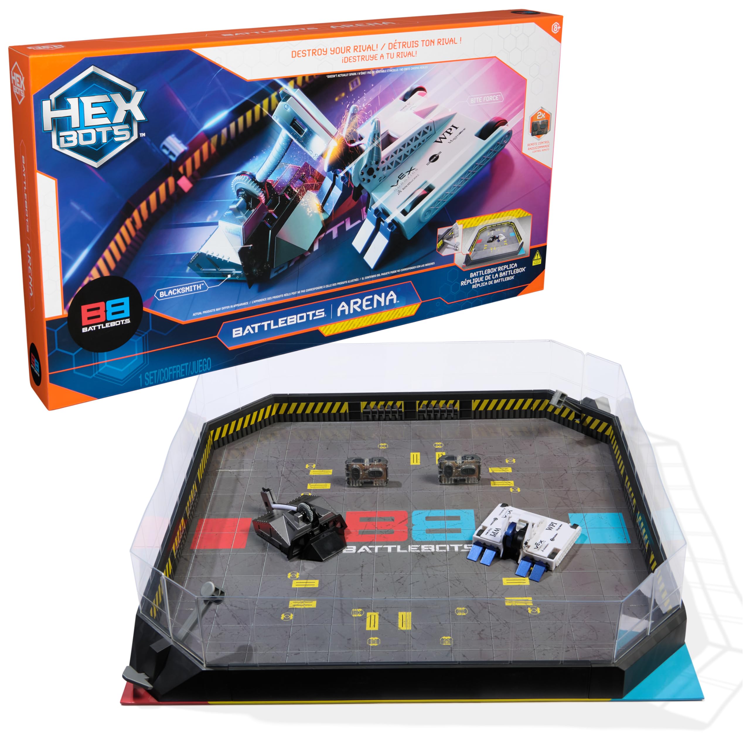 BattleBots Arena Bite Force & Blacksmith - Remote Control Robot Toy Set with 20+ Pieces, STEM Learning Toy for Boys & Girls Ages 8+, Includes Batteries - Perfect for STEM Education, Robot Battles & Interactive Play