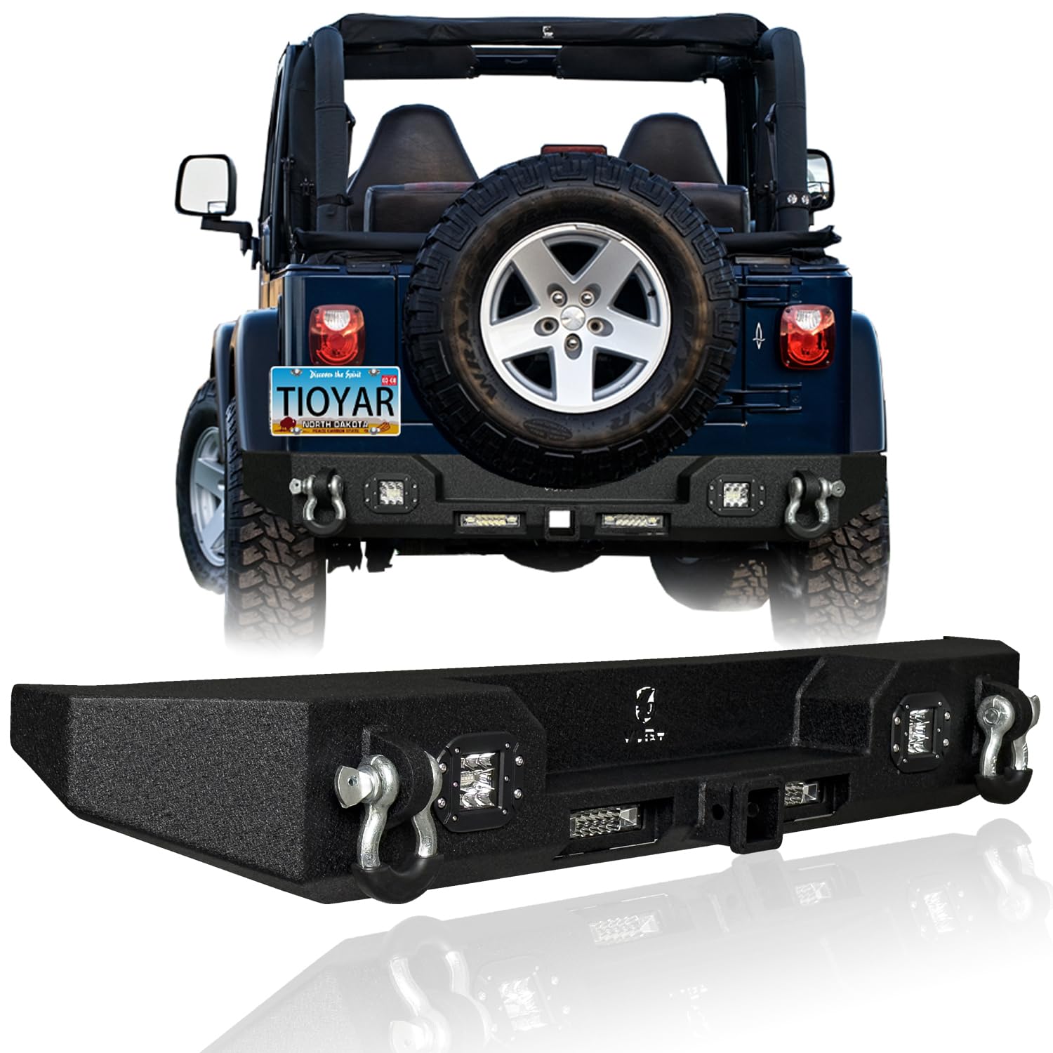 Black Textured Rear Bumper with 4x24W Aluminum Lights & 2
