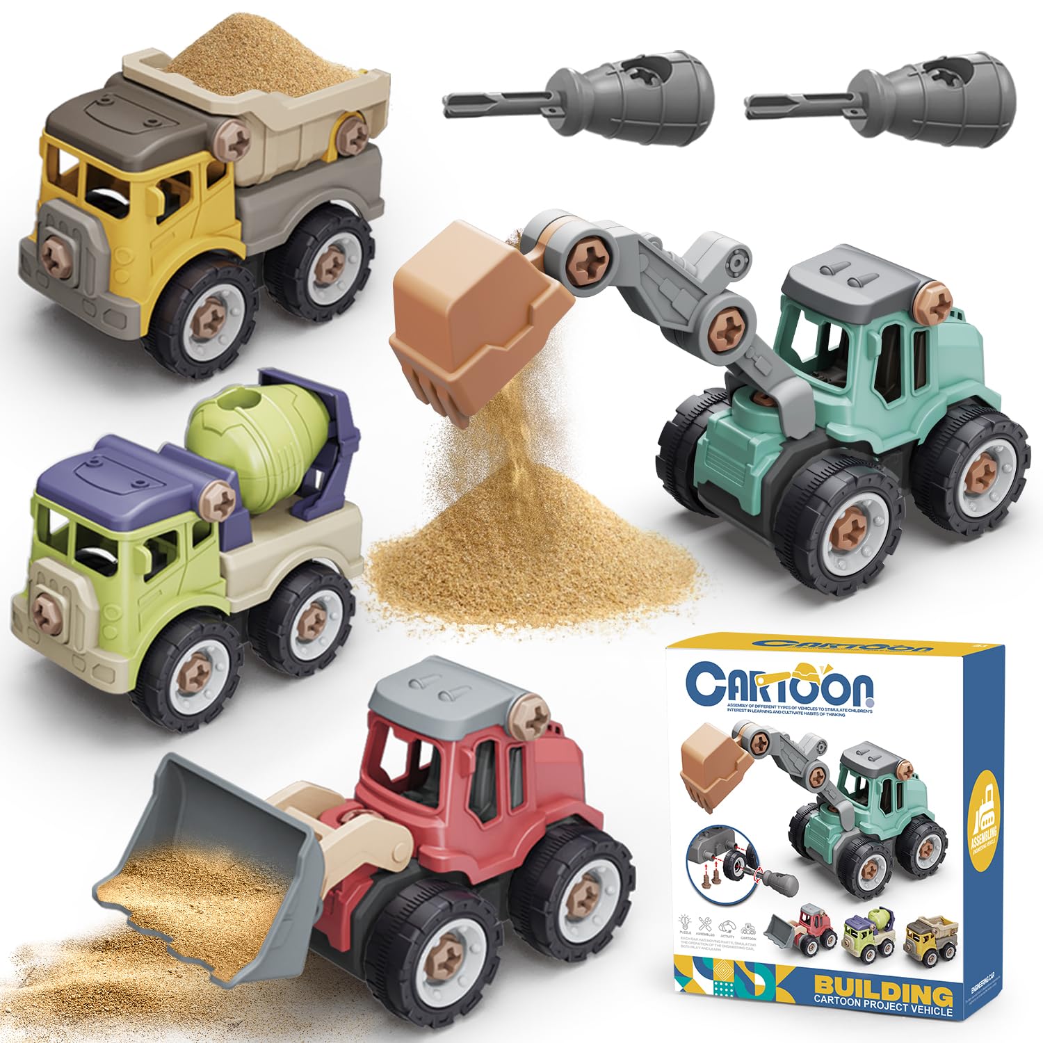 STEM Construction Toys for Kids Ages 3-7 - Educational Take Apart Excavator & Truck Building Set for Boys & Girls - Perfect for Sandbox Play, STEM Learning & Birthday/Christmas Gifts