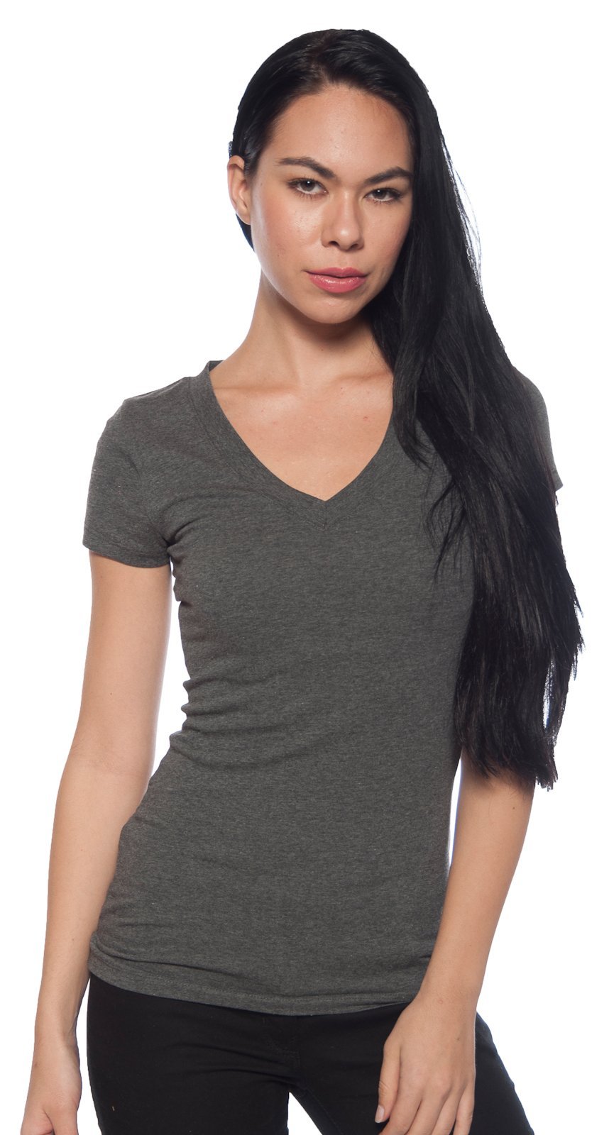 2 Pack Zenana Women's Basic V-Neck T-Shirts - Soft Cotton Casual Tees for Everyday Wear, Lounge & Layering | Comfortable Fit for Work, Weekend & Travel