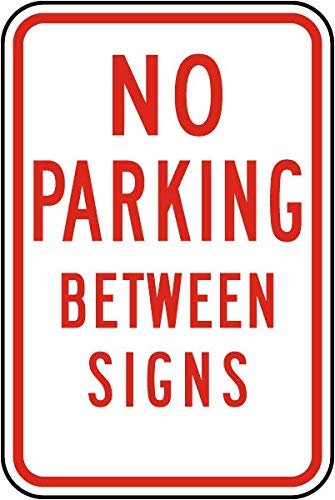 Safety & Warning Vinyl Stickers Bundle - No Parking Between Signs R1-6 Pack (13