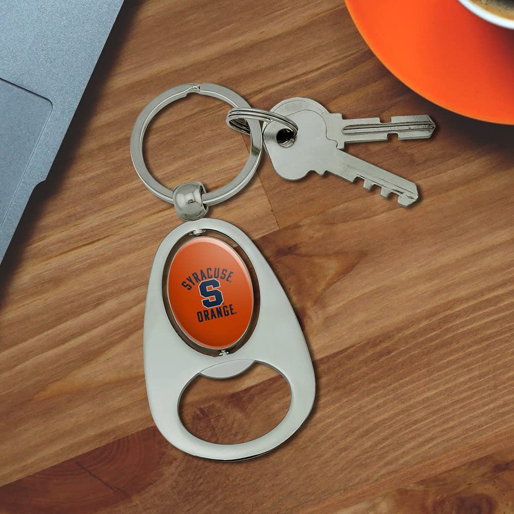 Syracuse University Orange Keychain - Chrome Metal Spinning Oval Bottle Opener - Perfect for Alumni Gifts, Game Day Accessories & College Memorabilia