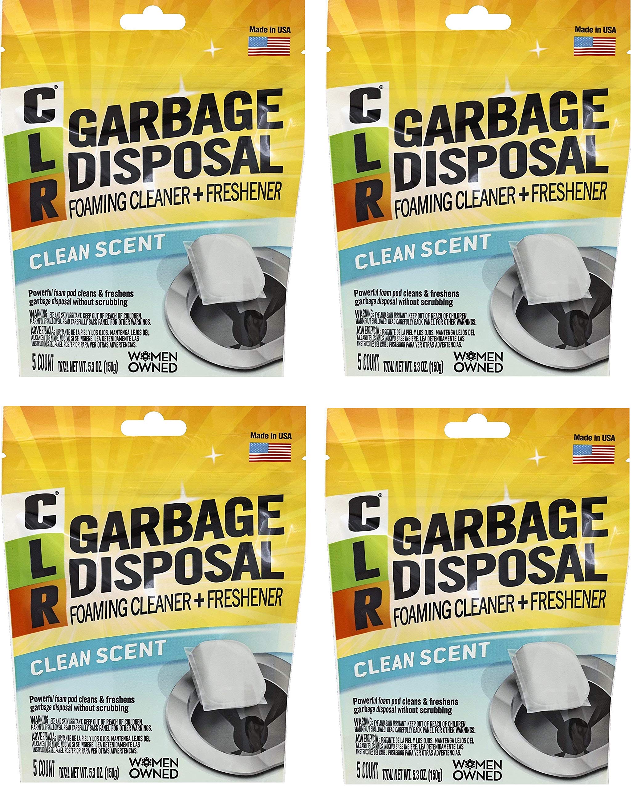CLR Garbage Disposal Cleaner Pods - 5 Pods per Pack (4 Packs) - Eliminates Odors & Cleans Kitchen Sink Drains - Safe for Septic Systems - Perfect for Home & Restaurant Use
