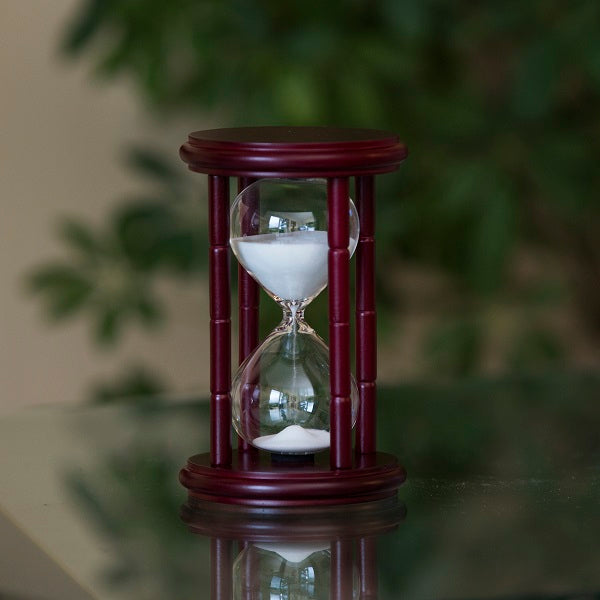 15 Minute Cherry Hourglass with Purple or White Sand - Perfect for Meditation, Yoga, and Time Management