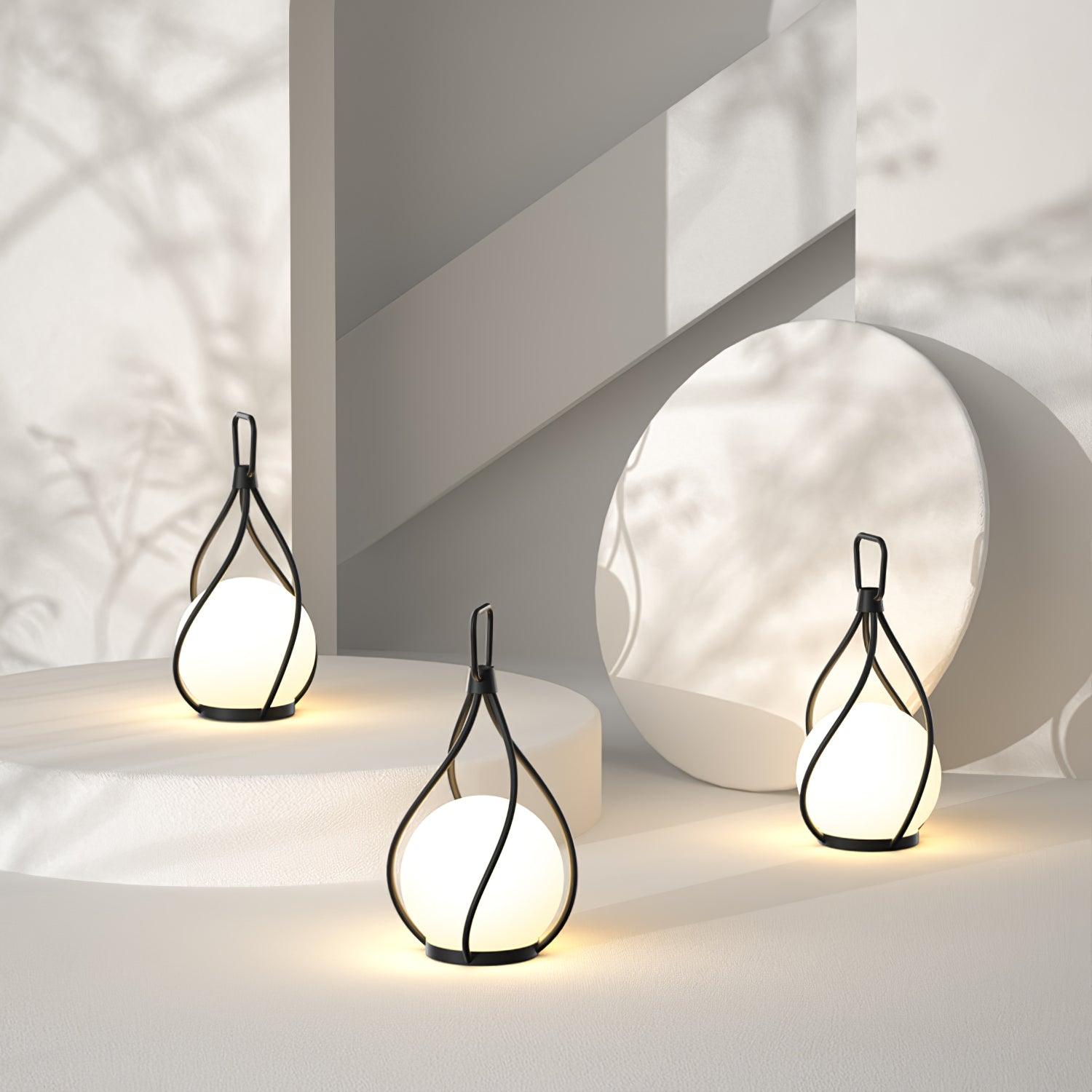 Eclisse Orb Lantern - Rechargeable LED Table Lamp for Indoor/Outdoor Use - Perfect for Camping, Patio, and Home Decor