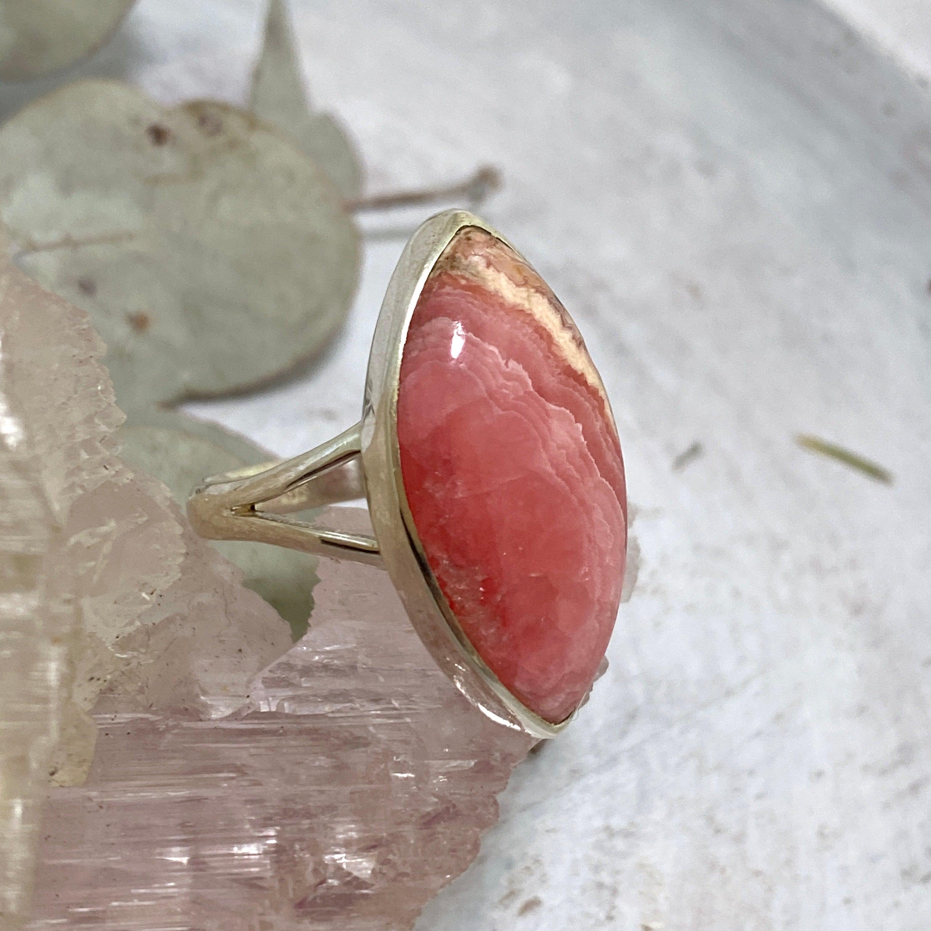 Rhodochrosite Marquise Ring Size 11 - KRGJ2116 | Elegant Gemstone Jewelry for Women, Perfect for Weddings, Parties & Special Occasions