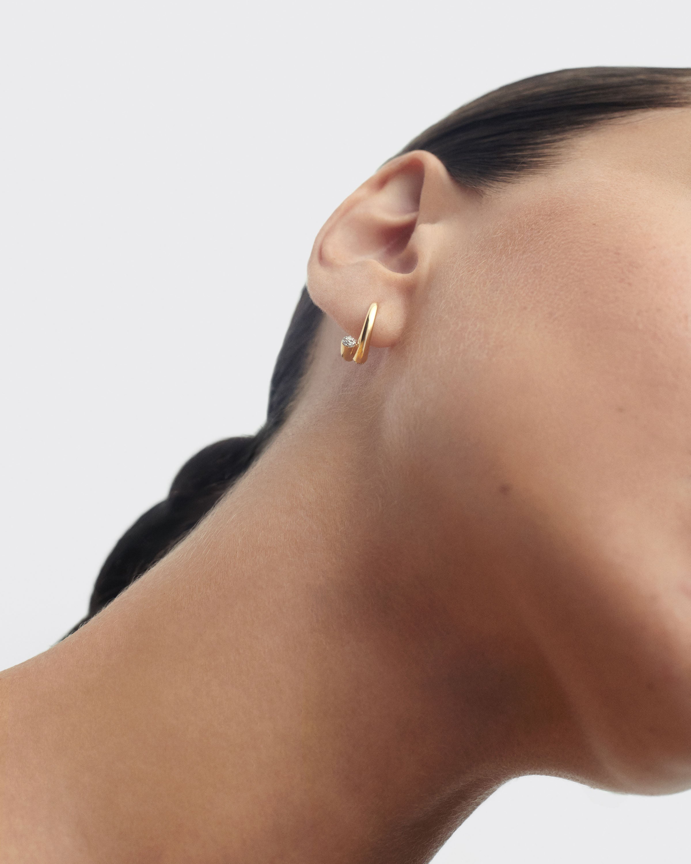 Diamond and Gold Eclipse Hoop Earrings for Women - Elegant Dangle Hoops for Party, Wedding & Everyday Wear