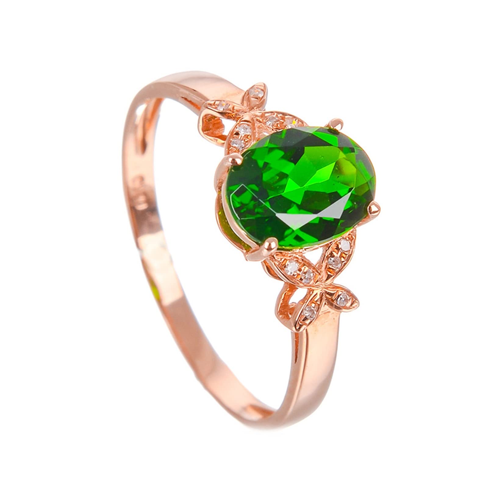 18ct Rose Gold Anniversary Ring for Women - Oval Diopside Butterfly Diamond Promise Wedding Ring | Perfect for Engagements, Anniversaries & Special Occasions