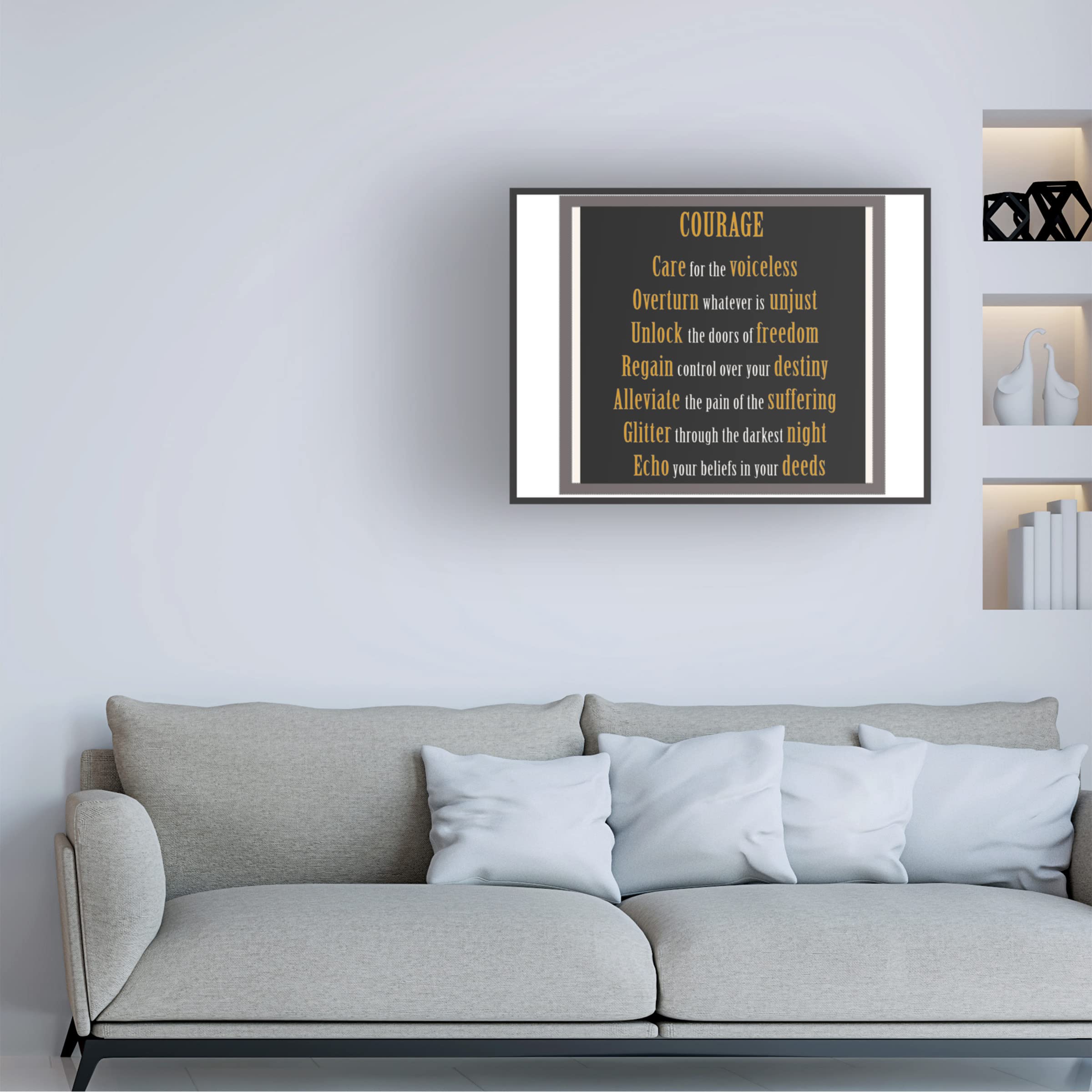 Trademark Fine Art 'Courage Word Art' Canvas Wall Decor by Richard Homawoo - Inspirational Home & Office Decor for Living Room, Bedroom or Gift