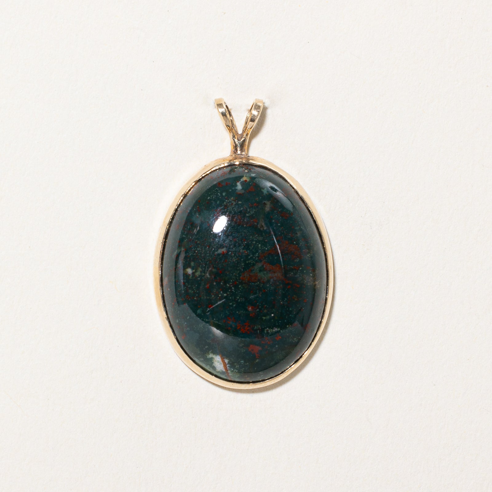 14.00ct Oval Heliotrope Cabochon Pendant - Natural Bloodstone Jewelry for Women, Gift for Her - Perfect for Everyday Wear & Special Occasions