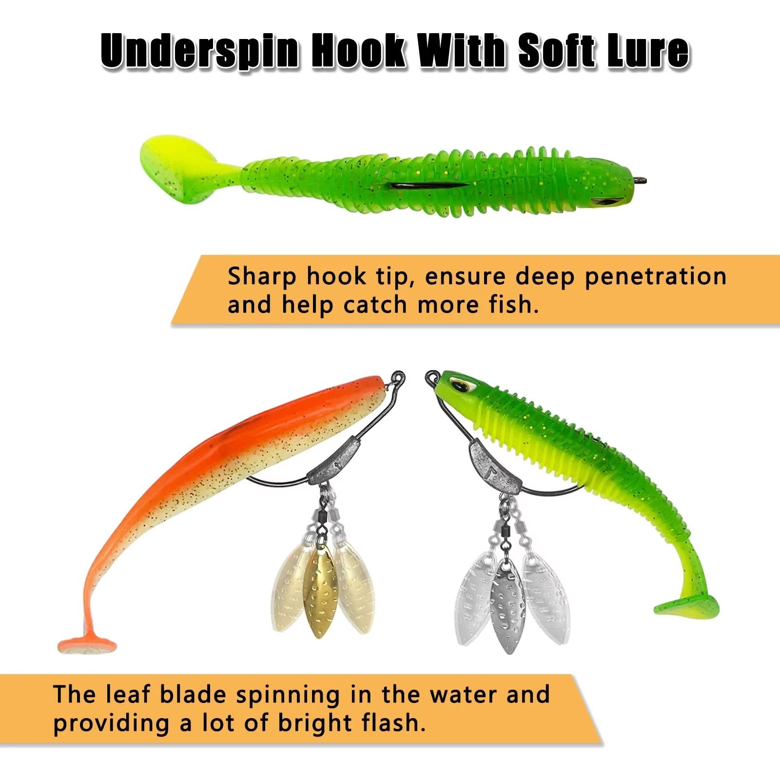 6pcs Weighted Swimbait Hooks with Twistlock - Gold/Silver Spinner Blades for Soft Fishing Lures - Perfect for Bass, Walleye & Freshwater Fishing