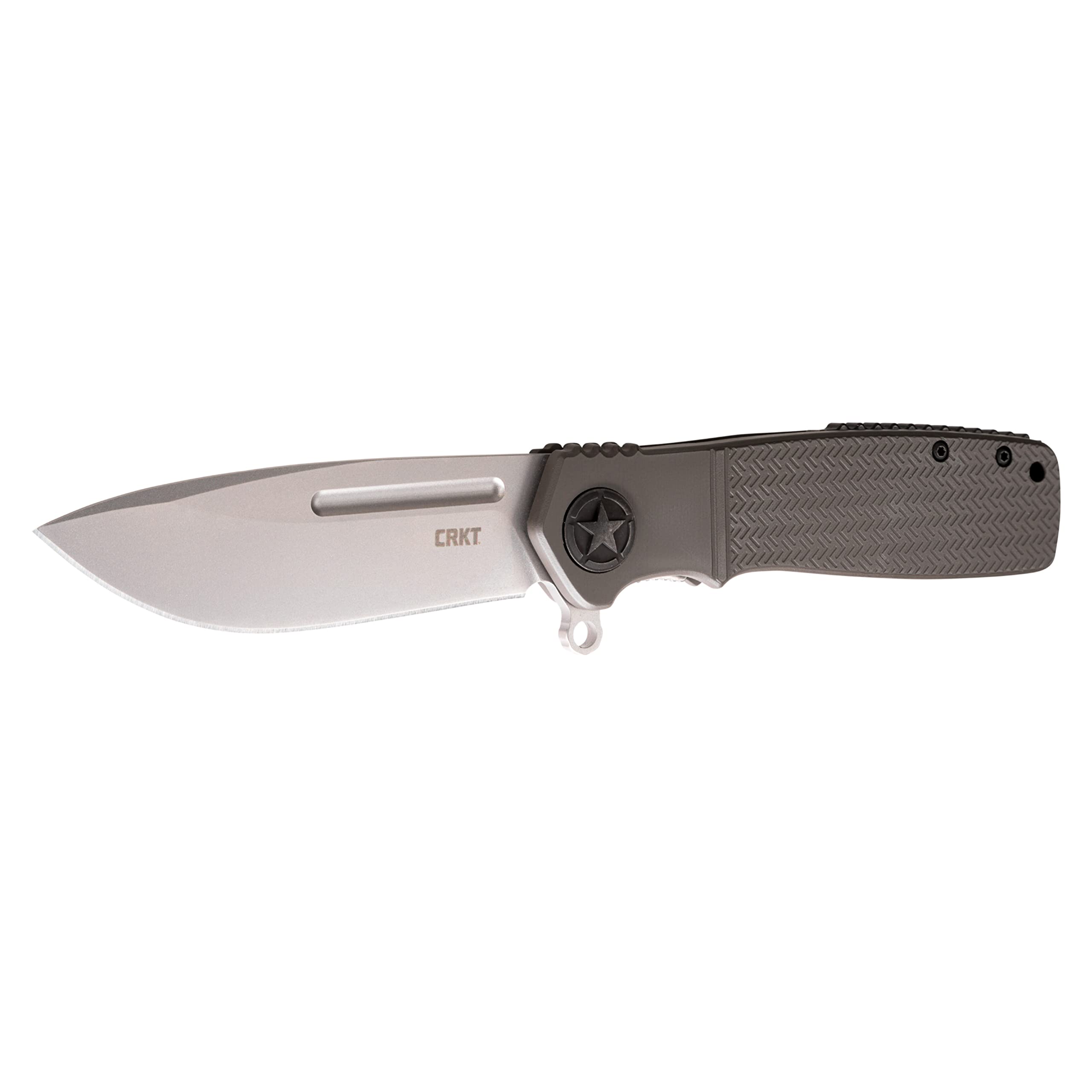 CRKT Homefront EDC Folding Pocket Knife - Assisted Opening, Sandvik 12C27 Plain Edge Blade, Liner Lock, Aluminum Handle (Dark Gray) | Perfect for Everyday Carry, Outdoor Adventures, Camping & Survival Gear