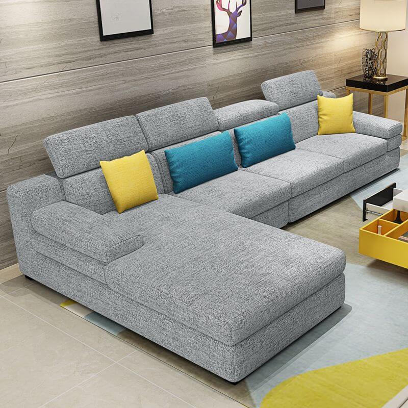 L-Shaped Sectional Sofa with Left-Facing Chaise - Standard Foam Cushions, Adjustable Headrest & Hidden Support - Perfect for Living Room, Home Theater or Family Room
