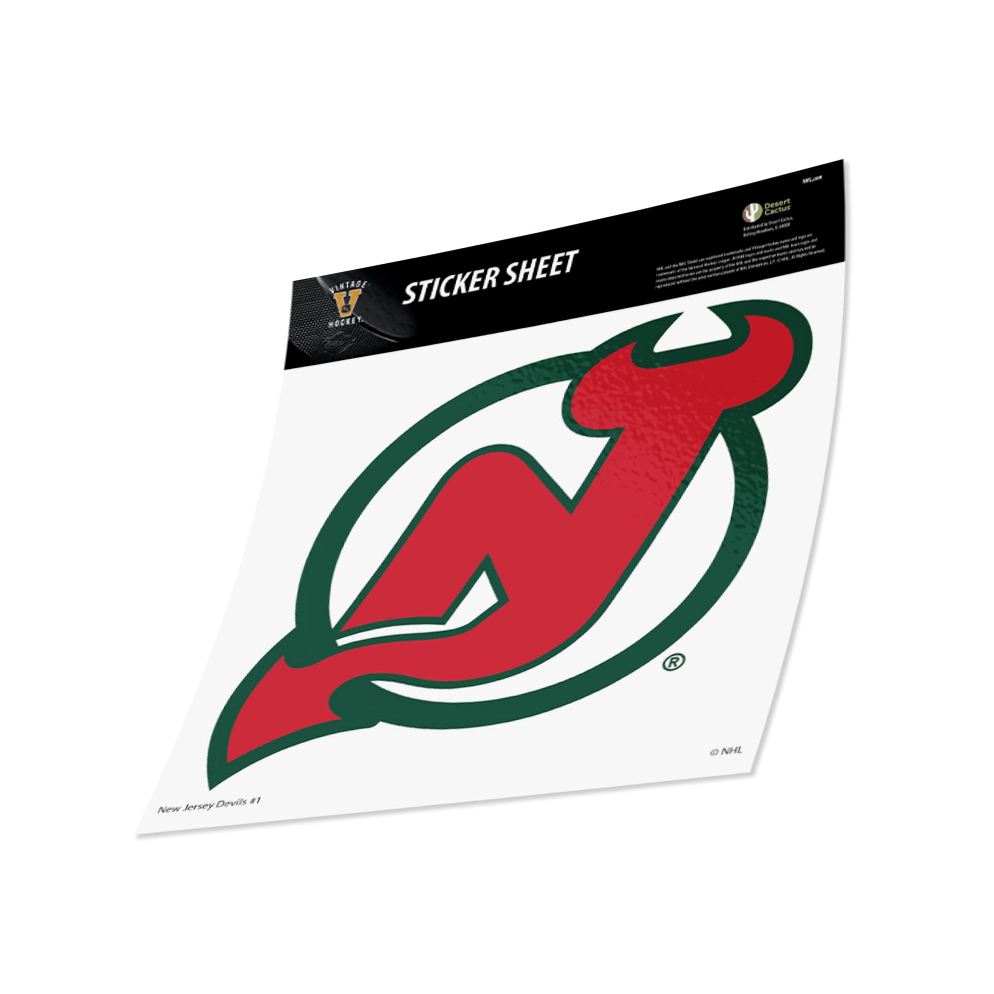 Vintage NHL New Jersey Devils Team Desert Cactus Vinyl Decal Sticker - Waterproof Laptop, Car, Water Bottle, Scrapbook Decoration for Hockey Fans & Sports Enthusiasts
