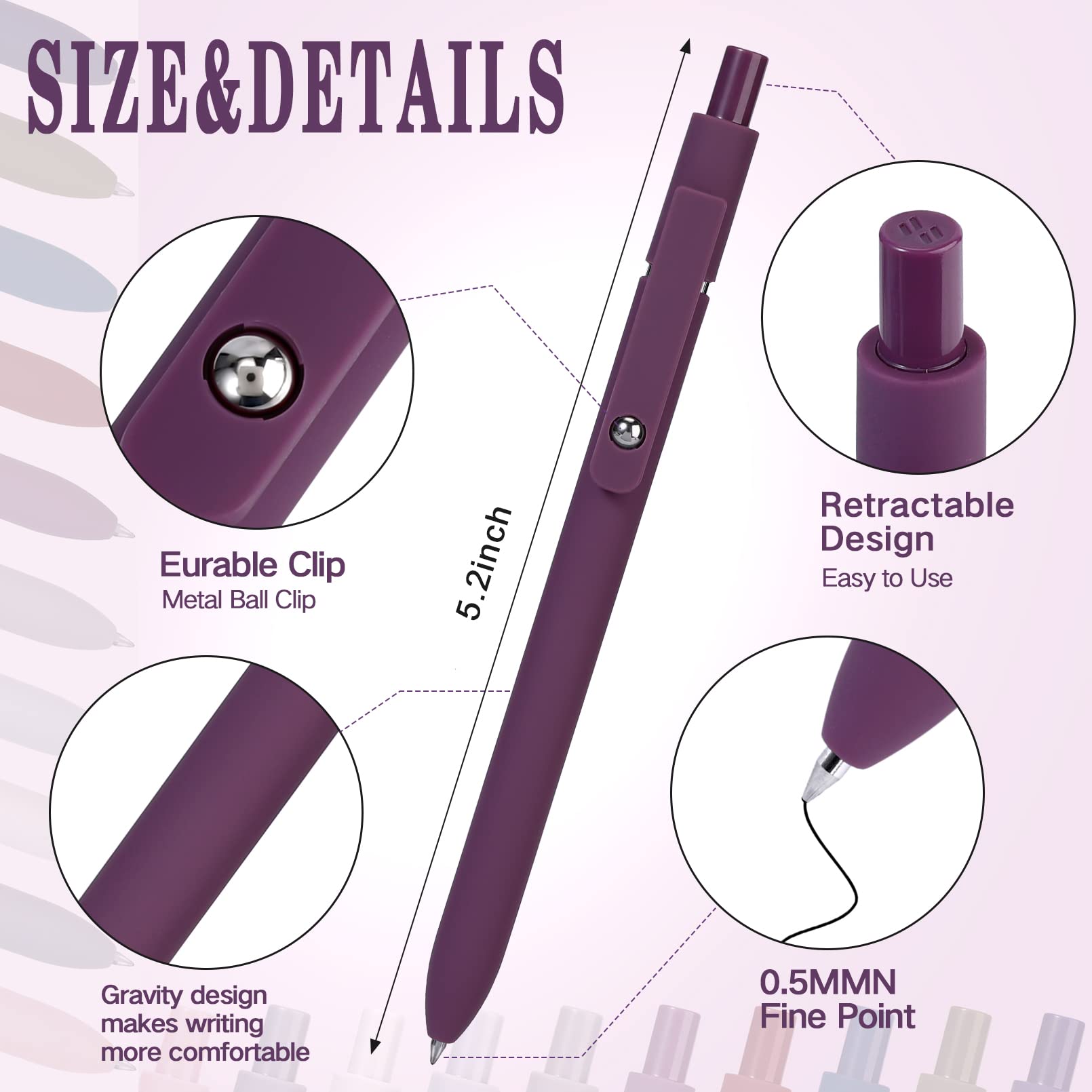 10Pcs Quick Dry Gel Pens - 0.5mm Fine Point Retractable for School, Office & Journaling