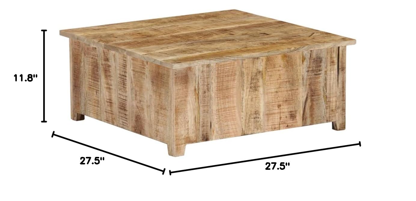 Modern Square Coffee Table with Storage - 27.5