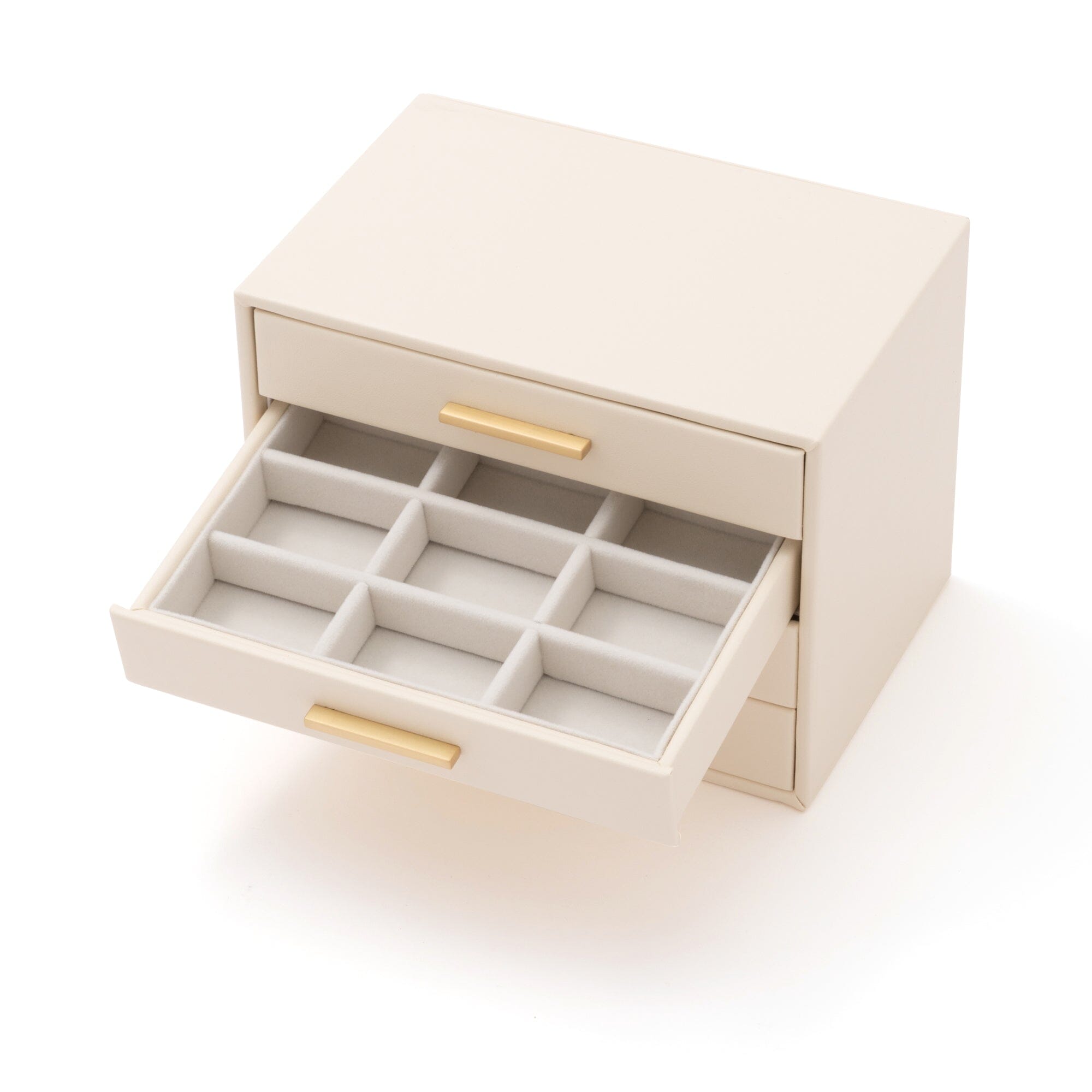 White 4-Section Drawer Jewelry Box - Perfect for Organizing Necklaces, Rings & Earrings on Dresser or Vanity