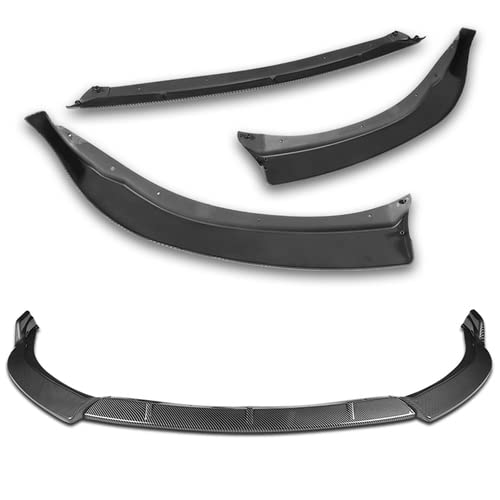 3PCS Front Bumper Lip Spoiler Splitter & Side Skirt Body Kit - Carbon Fiber Style Trim Protection for 2014-2016 Toyota Corolla L/LE (Perfect Fit for Street Racing & Car Show Enhancement)