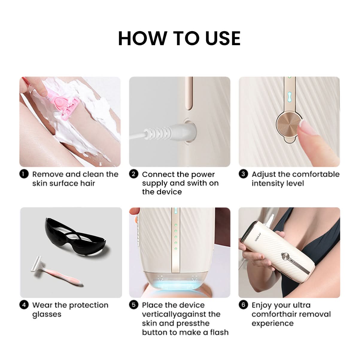 AMIRO IceSmooth IPL Hair Removal Device for Women & Men - Painless Laser Hair Removal at Home - Long-Lasting Smooth Skin for Legs, Face, Bikini Line & Underarms