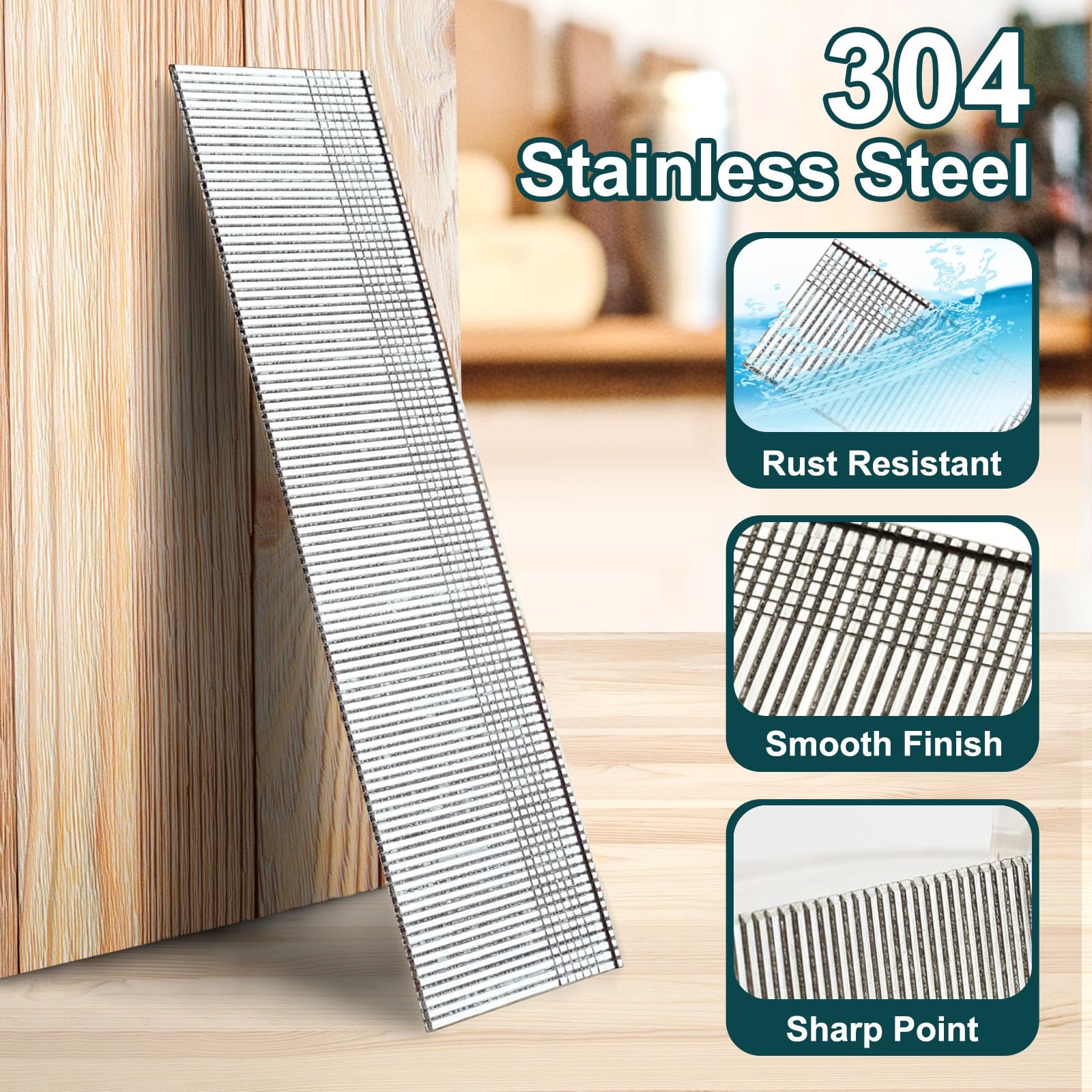 **18 Gauge Brad Nails 304 Stainless Steel - 1200 Pcs Assorted Sizes (5/8