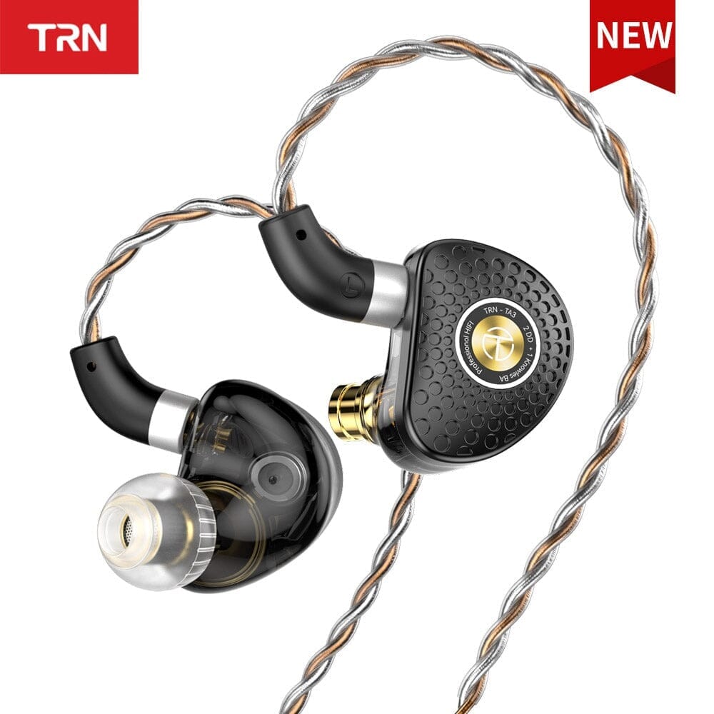 TRN TA3 Hybrid 2DD+1BA Knowles Balanced Armature In-Ear Monitors with Interchangeable 2.5mm/3.5mm/4.4mm Connectors - Perfect for Audiophiles, Musicians & Studio Monitoring