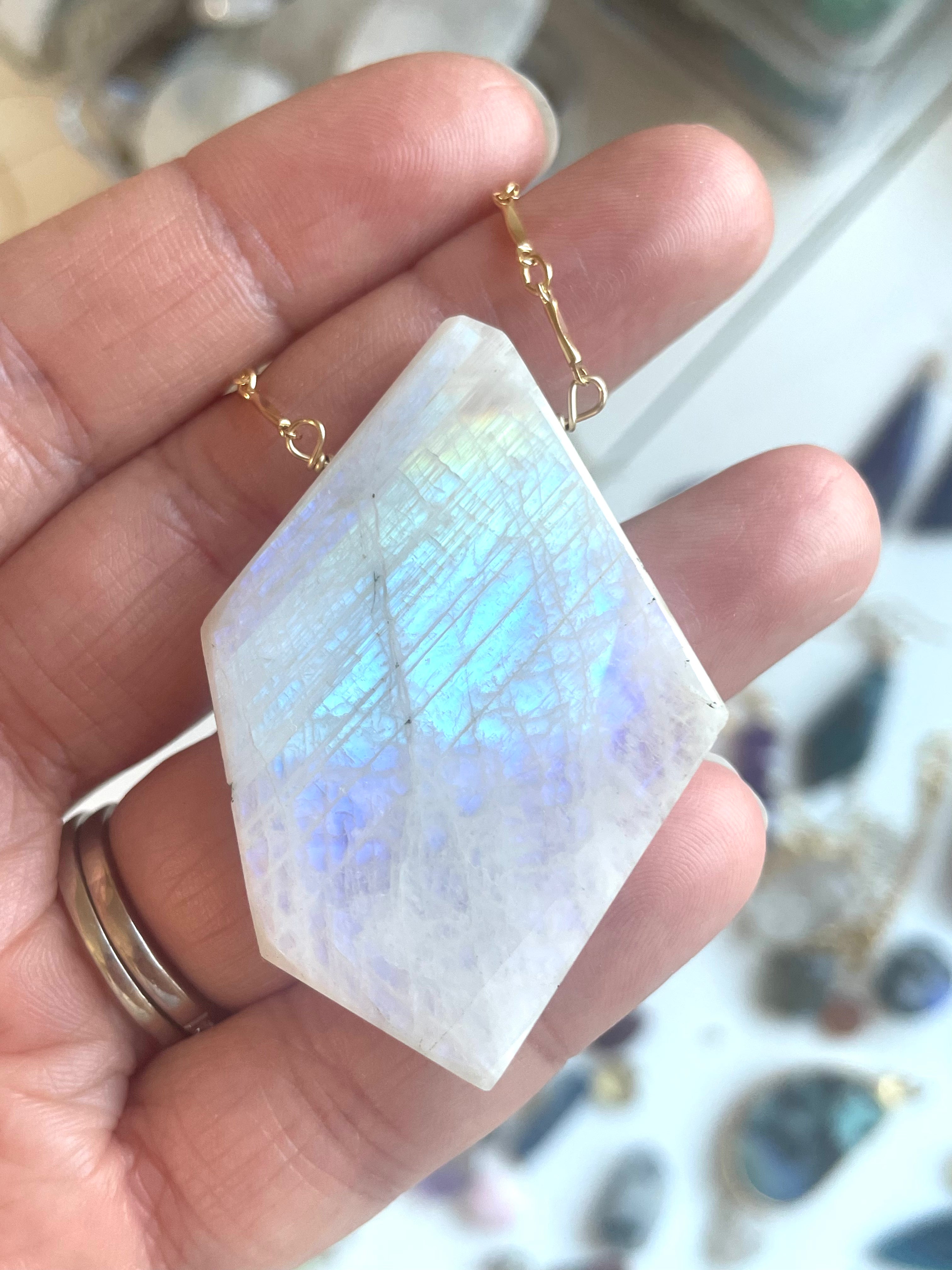 Moonstone Pendant Statement Necklace - 14K Gold Filled Boho Jewelry for Women | Perfect for Weddings, Parties & Everyday Wear