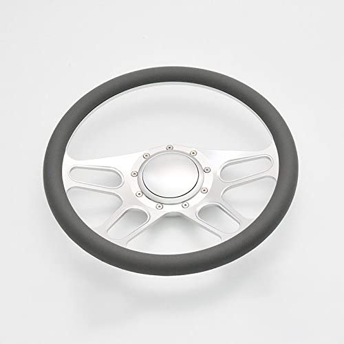 Flashpower 14-Inch Billet Aluminum Half Wrap Steering Wheel - 9-Bolt Design with 2-Inch Dish & Horn Button (Light Grey) - Perfect for Off-Road Trucks, Jeeps & Custom Car Builds