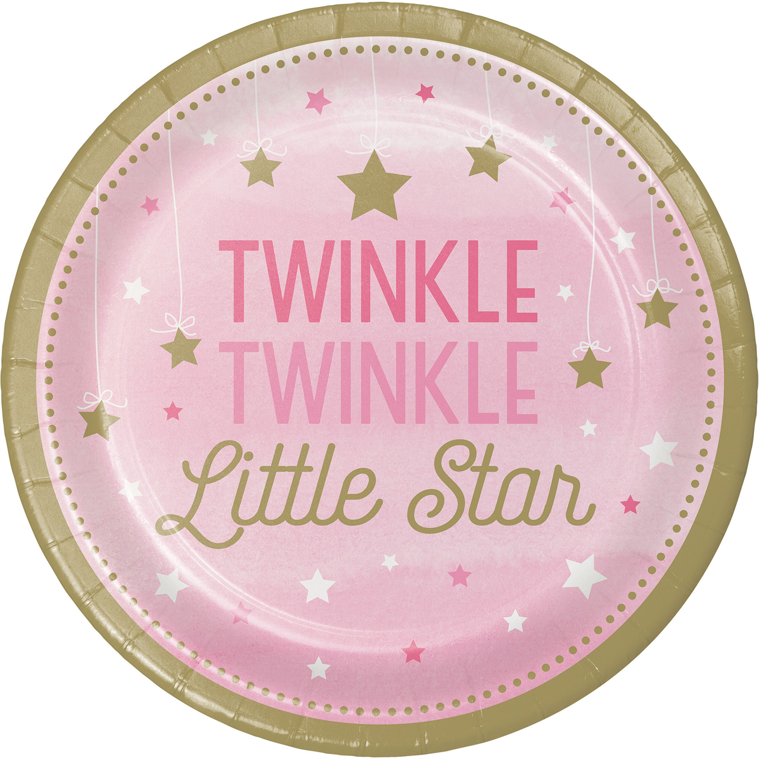 Creative Converting One Little Star Girl Paper Plates - 24 Count | Birthday Party Supplies for Girls | Perfect for Kids' Parties, Baby Showers & Celebrations