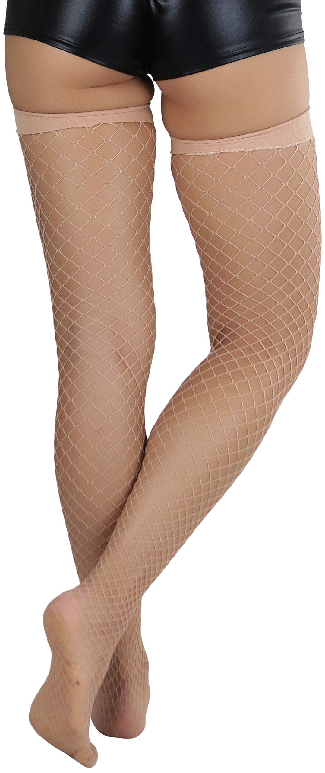 ToBeInStyle Women's Fishnet Thigh High Stockings - Sexy Sheer Tights with Lace Top for Party, Halloween, Cosplay & Night Out - Comfortable Stretchable Nylon Stockings for Dressing Up