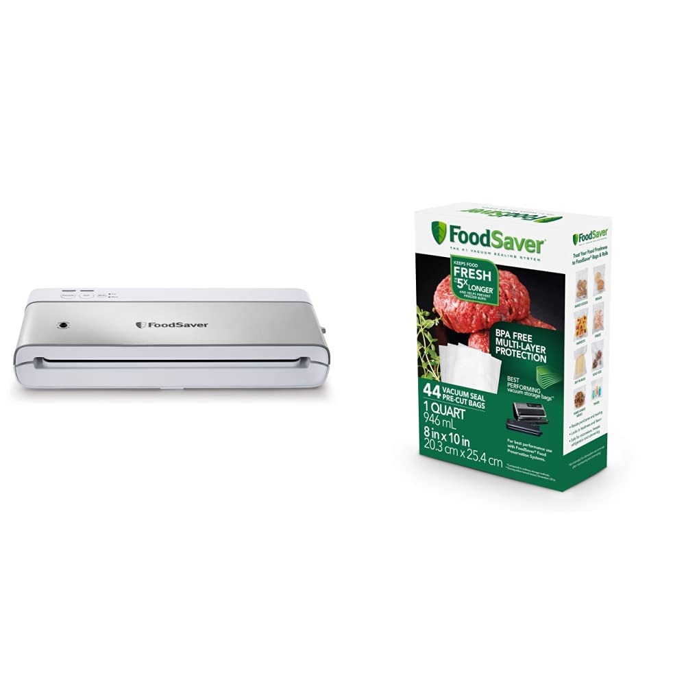 FoodSaver Compact Vacuum Sealer Machine with Bags & Rolls - Airtight Food Storage System for Sous Vide, Meal Prep, Freezer Organization & Long-Term Food Preservation | Perfect for Kitchen, Camping & Vacuum Packing Leftovers