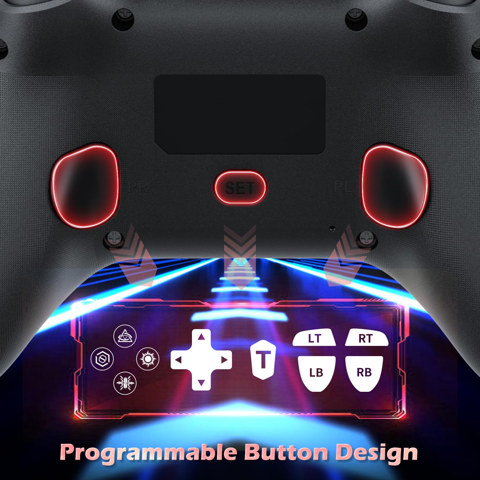 Gamrombo Wireless Controller for PS4 - Compatible with Sony PS4, PS4 Slim, PS4 Pro, PS3, Nintendo Switch & Windows PC - Dual Shock Gamepad with Turbo, Macro Function & 3.5mm Audio Jack - Perfect for Gaming, Streaming & Multiplayer Sessions