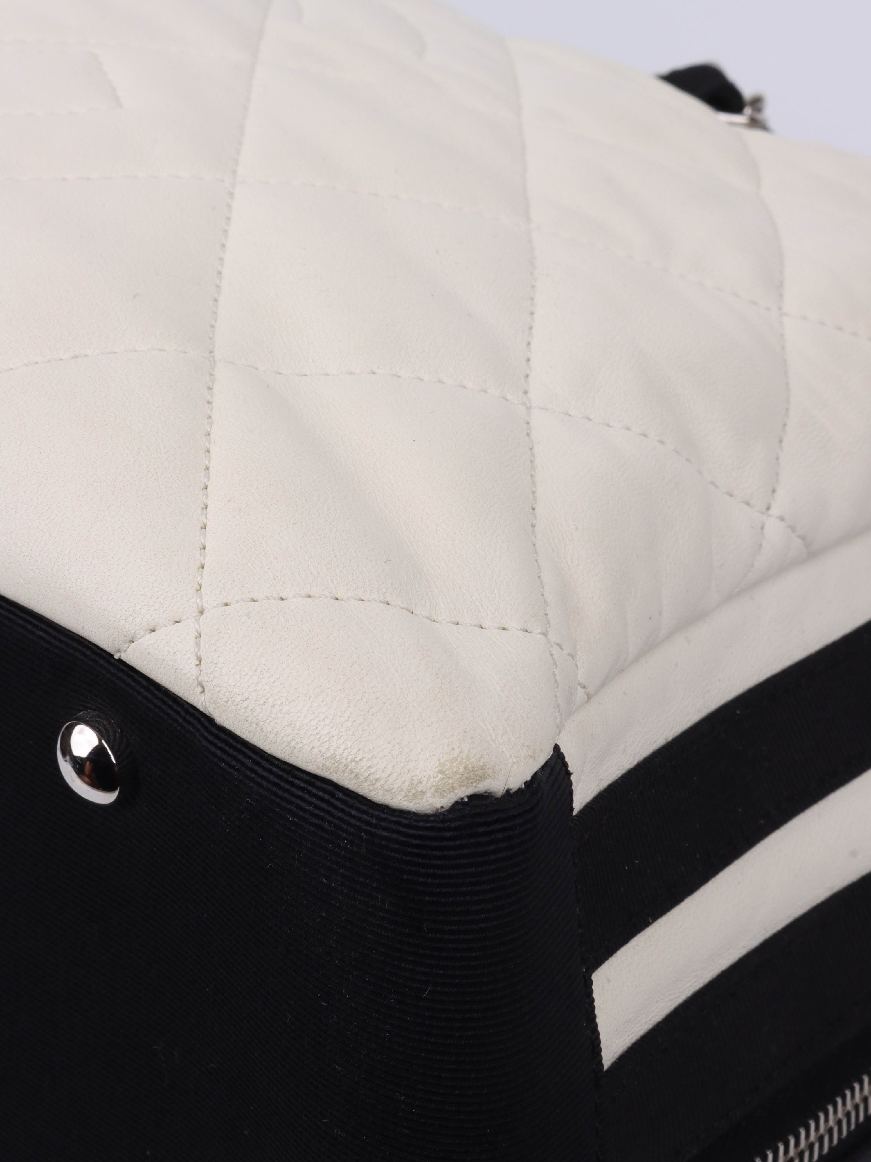 Chanel White Leather Bowling Bag for Women | Luxury Designer Handbag | Perfect for Everyday Use, Travel & Shopping