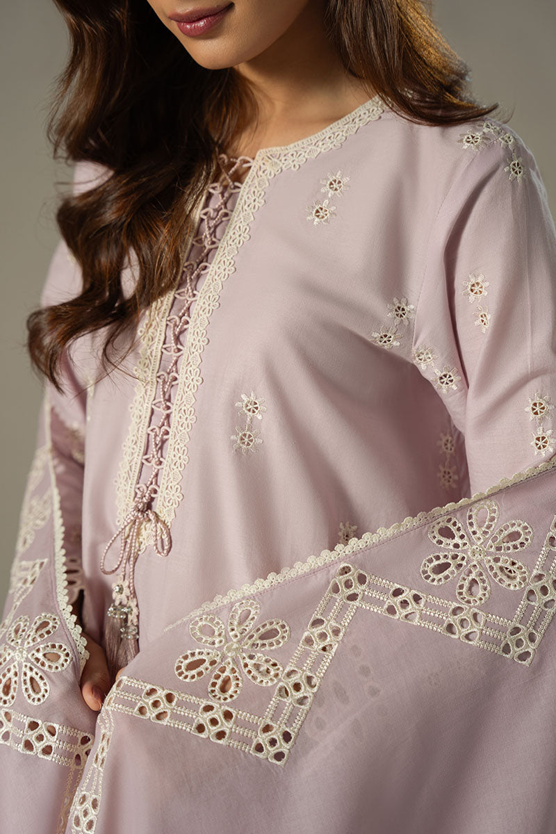 LILAC BLOOM 3-Piece Chikankari Suit Set - Hand Embroidered Floral Kurti with Dupatta & Pants - Traditional Indian Ethnic Wear for Women - Perfect for Weddings, Festivals & Special Occasions