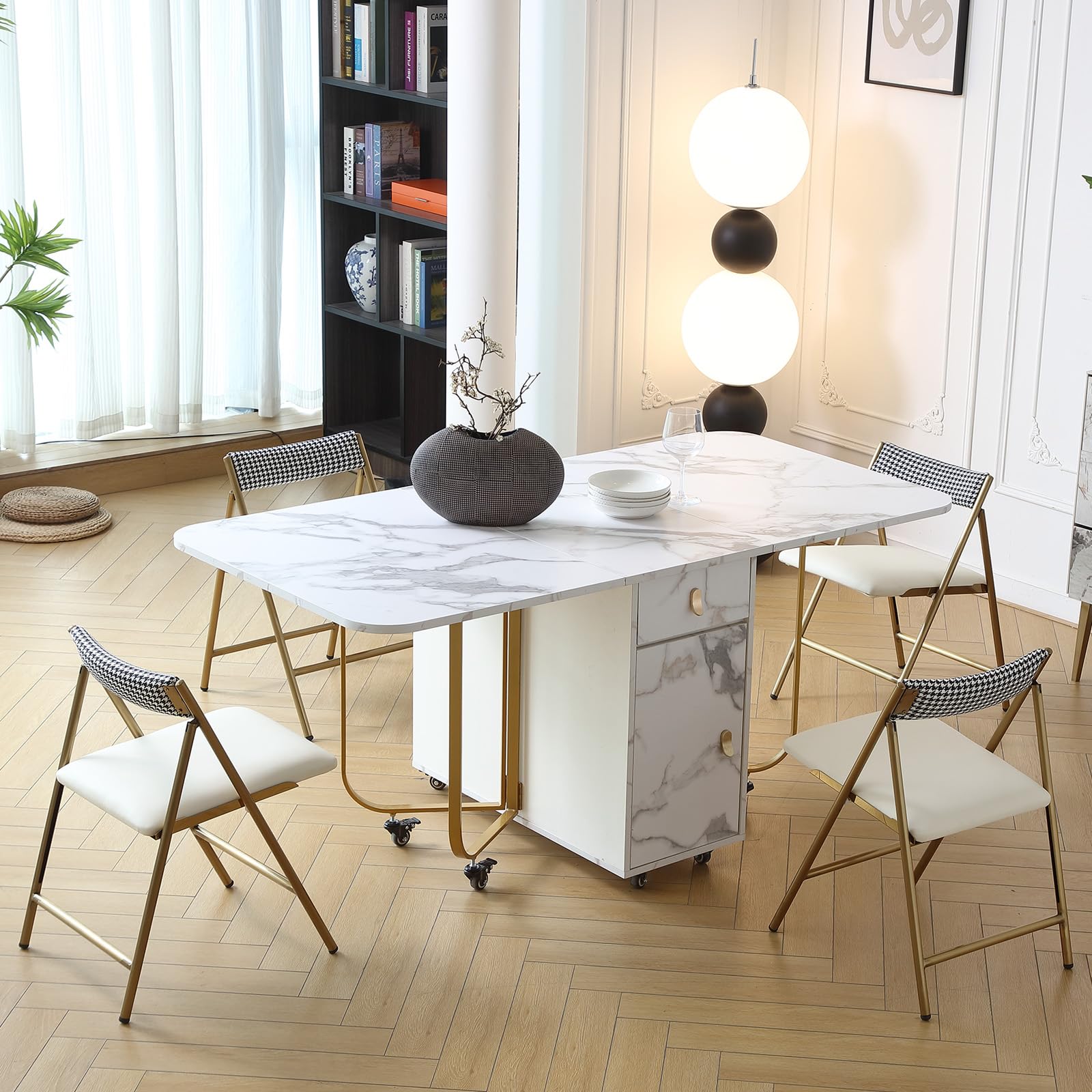 FUNROLUX 2-Pack Folding Dining Chairs with Padded Seat - Metal Foldable Chairs for Kitchen, Dining Room, Party & Outdoor Events - Space-Saving Gold Chairs (Perfect for Small Spaces & Entertaining)
