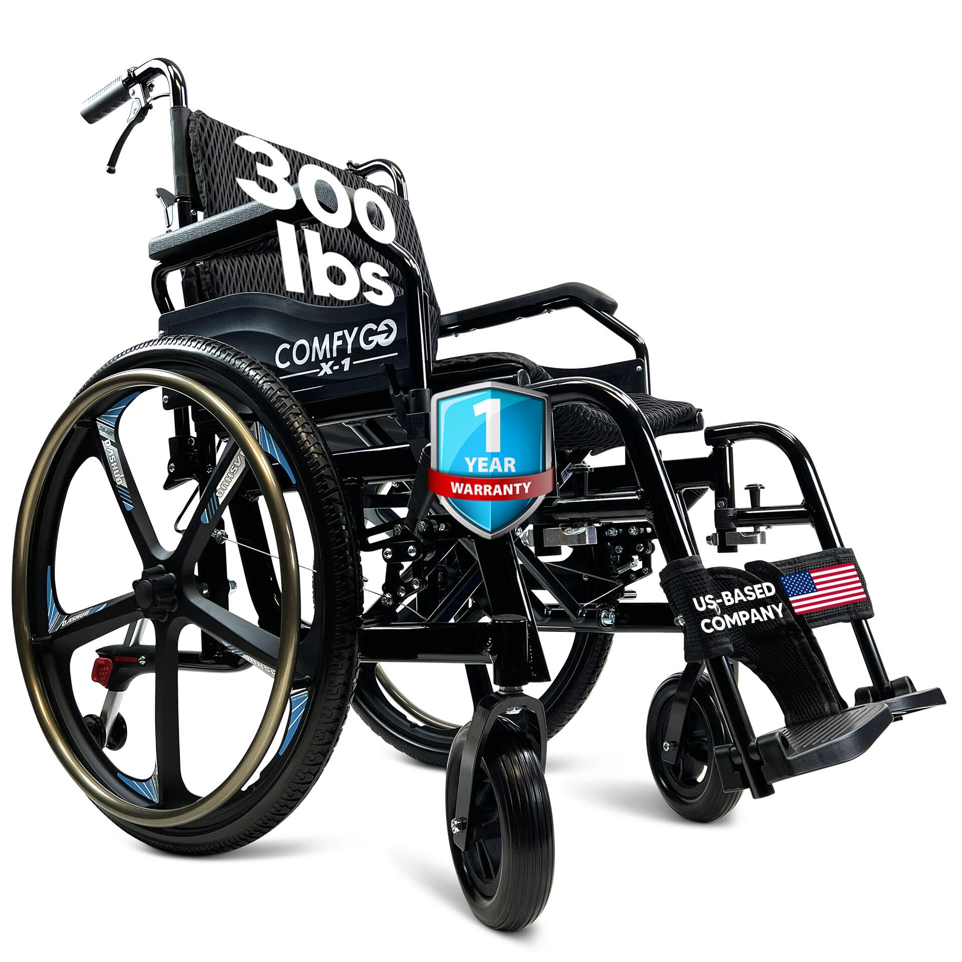 Ultra Lightweight Folding Manual Wheelchair for Adults - 17.5