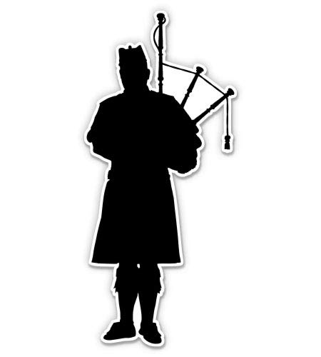 Bagpiper Silhouette Scottish - 5 Inch Vinyl Sticker Decal - Waterproof Durable for Car, Laptop, iPad, Phone, Bumper - Perfect for Celtic Music Lovers & Scottish Heritage Decor