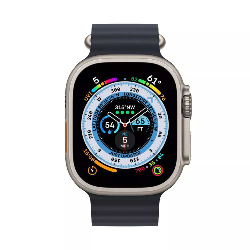 Apple Watch Ultra 49mm (GPS + Cellular) Titanium Case with Midnight Band - MQET3LL/A | Smartwatch for Fitness Tracking, Outdoor Adventures & Daily Use