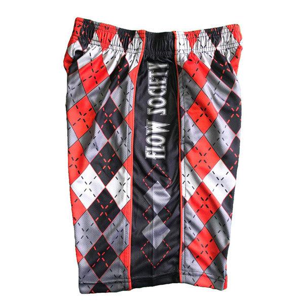 Boys Red & Grey Argyle Pattern Shorts for Kids - Comfortable Casual Wear for School, Play & Outdoor Activities