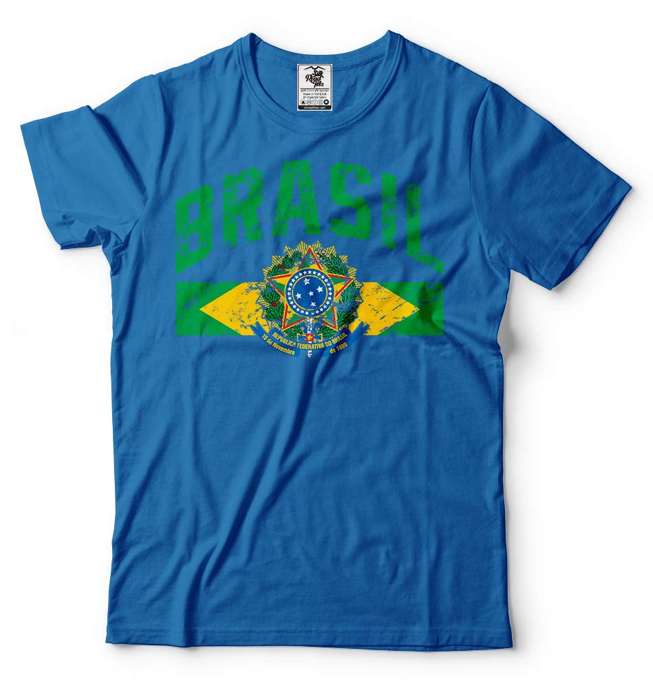 Brasil Flag & Coat of Arms Unisex T-Shirt - Soft Cotton Tee for Men & Women - Perfect for Soccer Games, National Holidays & Patriotic Events