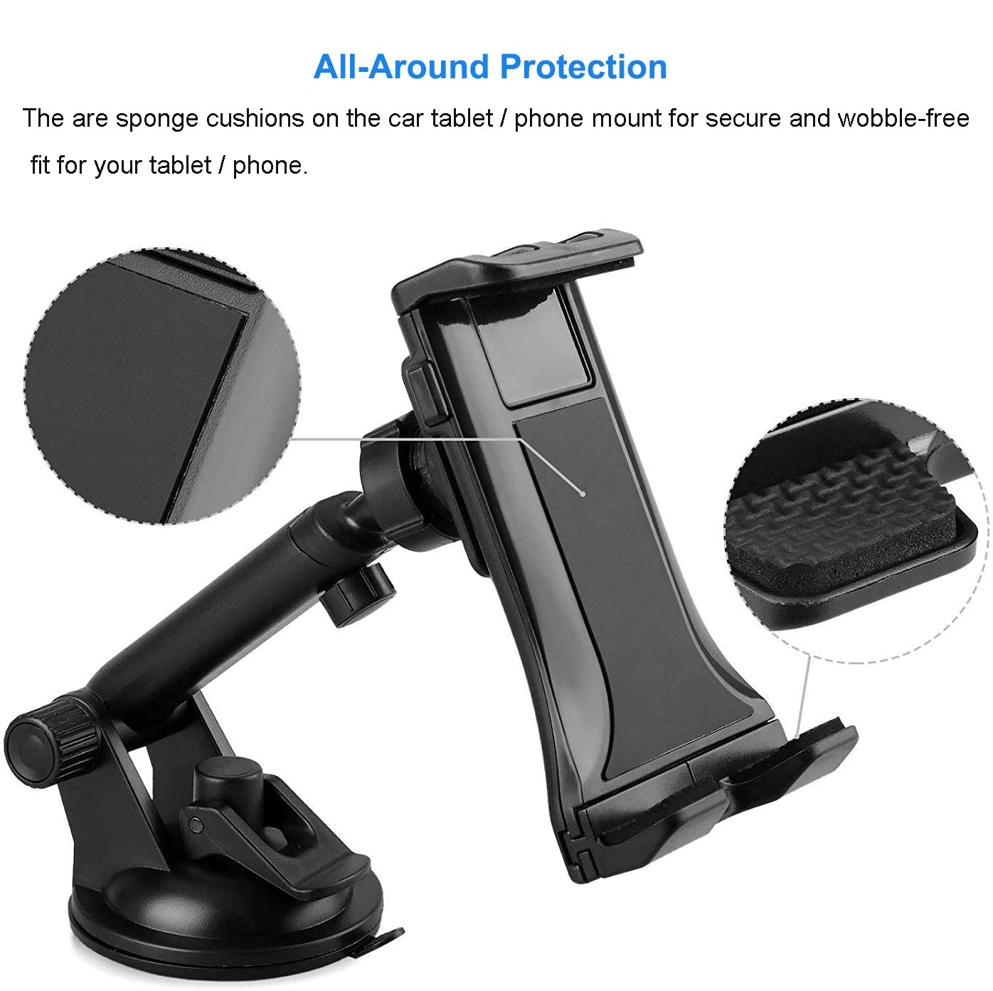 Universal 2-in-1 Car Phone Holder - Super Stable Dashboard & Windshield Mount with 360° Rotation for Smartphones, GPS & Tablets (4.5-11 inch) | Perfect for Commuting, Road Trips & Navigation