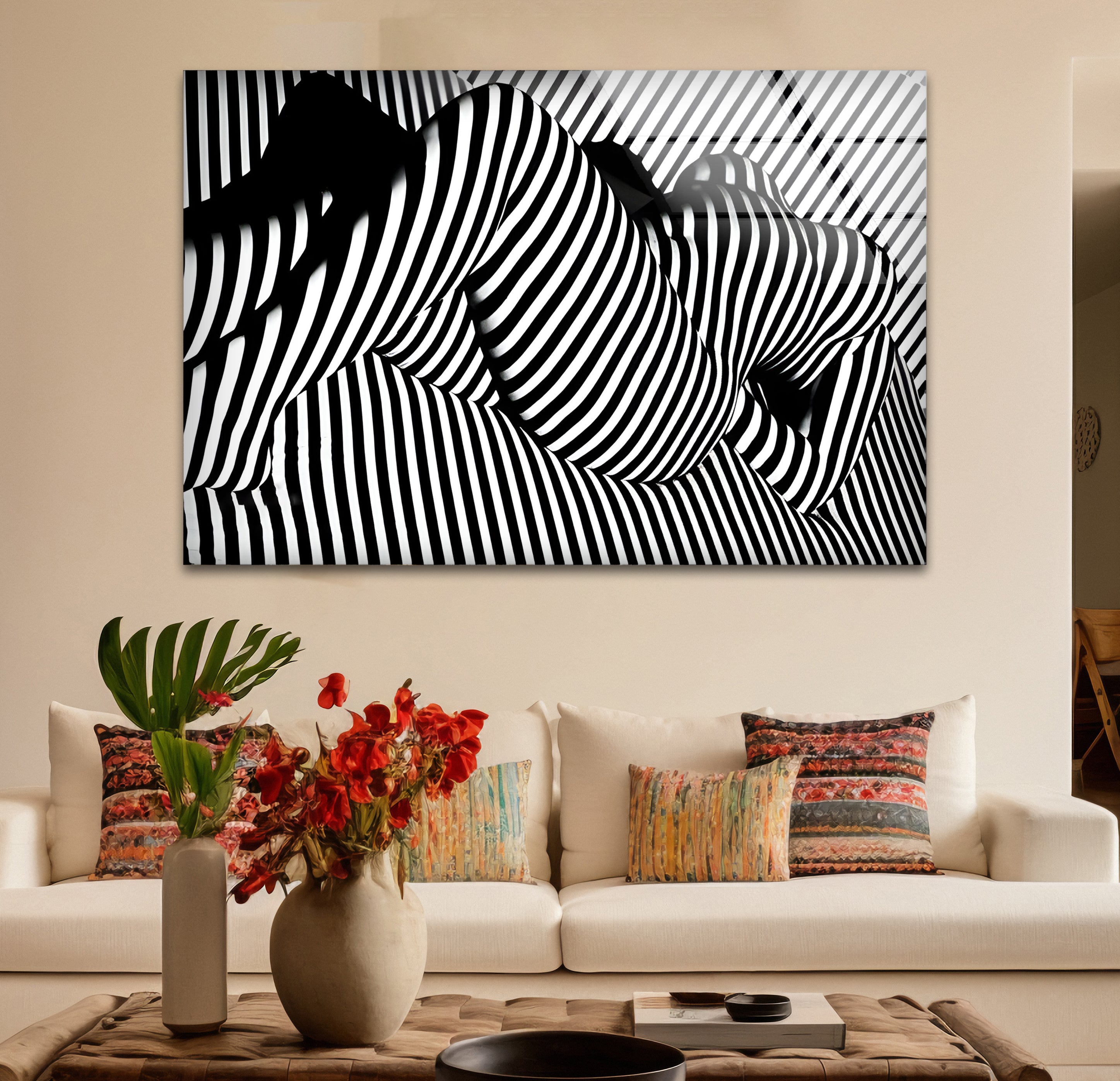 Elegant Black and White Female Body Glass Wall Art - Modern Home Decor for Living Room, Bedroom & Office