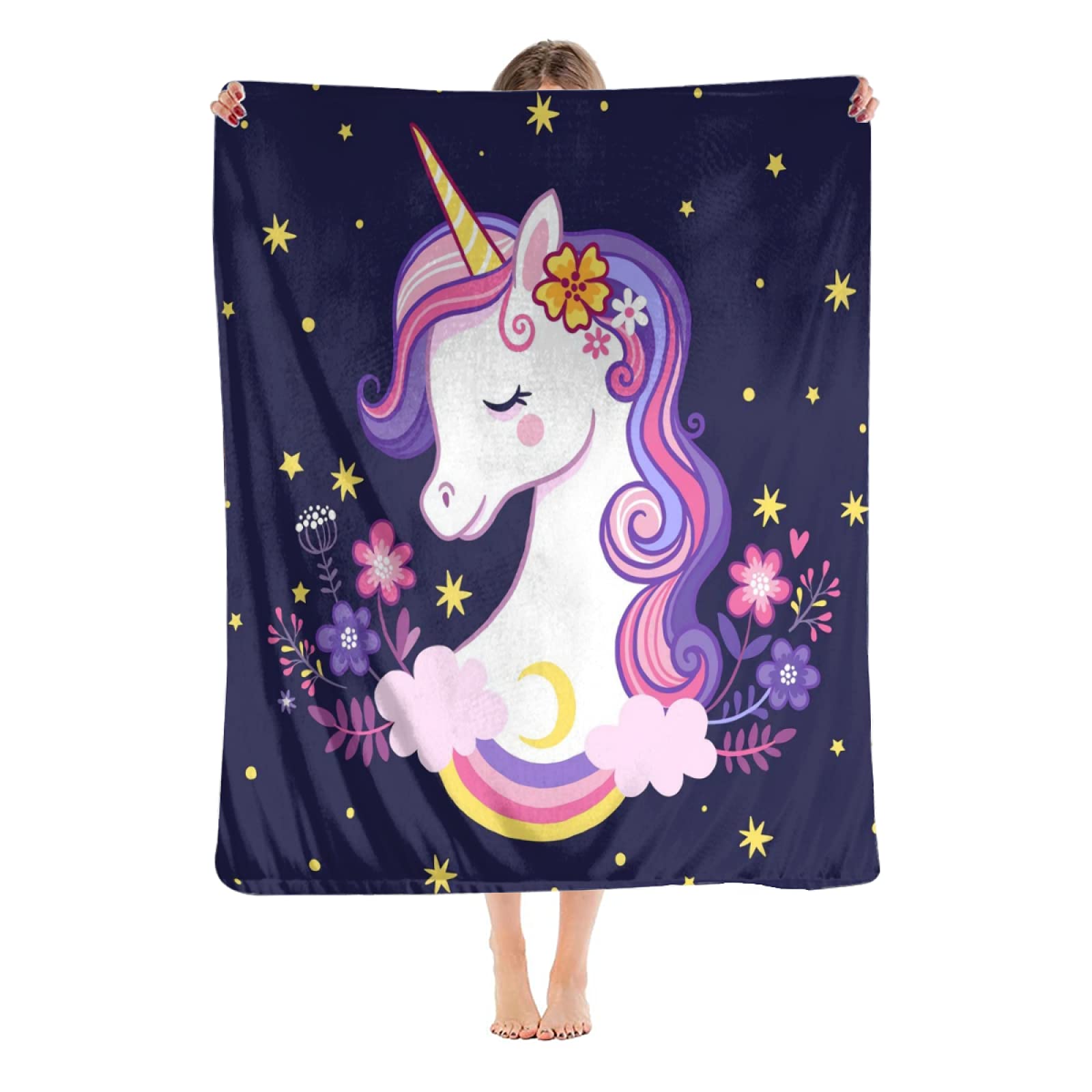 BBKD Ultra Soft Pink Unicorn Blanket for Girls - Plush Cozy Warm Throw Blanket 50